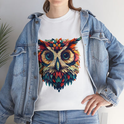 Vivid Owl Feather shirt, Owl Shirt, Graphic Tee