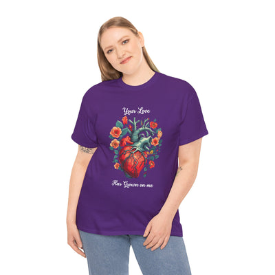 Valentines shirt, Your Love Has Grown on Me, Floral Heart T-Shirt, Romantic Gift for Him or Her, Love T-shirt
