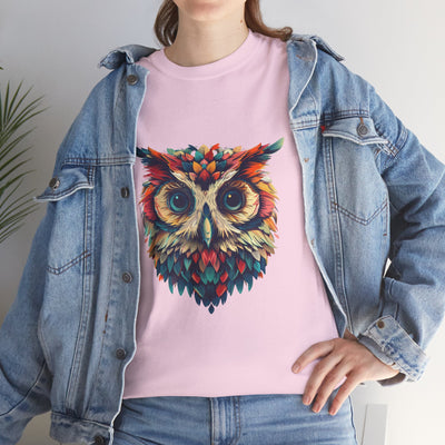 Vivid Owl Feather shirt, Owl Shirt, Graphic Tee