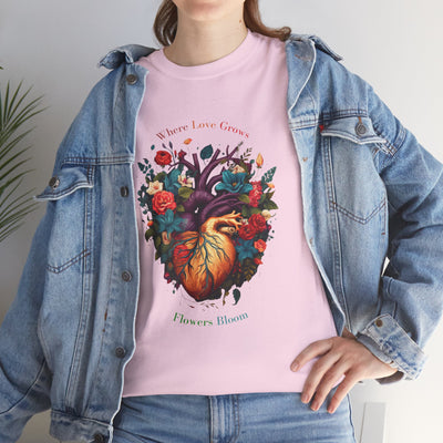 Floral Blooming Heart Shirt, Heart T-shirt, Floral Shirt,