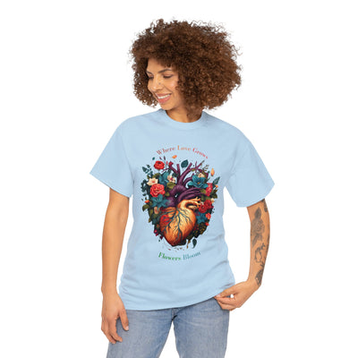 Floral Blooming Heart Shirt, Heart T-shirt, Floral Shirt,