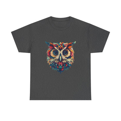 Vivid Owl Feather shirt, Owl Shirt, Graphic Tee