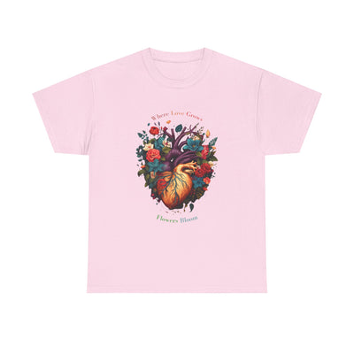 Floral Blooming Heart Shirt, Heart T-shirt, Floral Shirt,