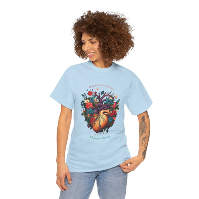 Floral Blooming Heart Shirt, Heart T-shirt, Floral Shirt,