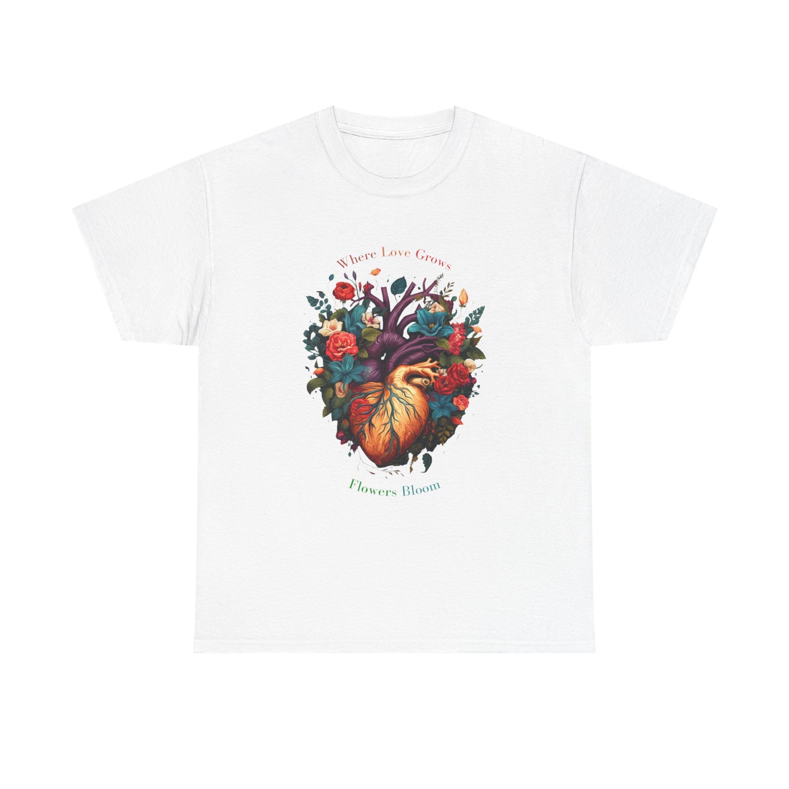 Floral Blooming Heart Shirt, Heart T-shirt, Floral Shirt,