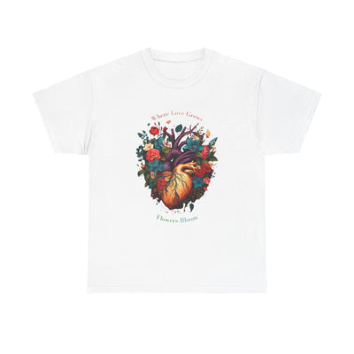 Floral Blooming Heart Shirt, Heart T-shirt, Floral Shirt,