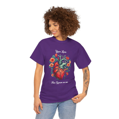 Valentines shirt, Your Love Has Grown on Me, Floral Heart T-Shirt, Romantic Gift for Him or Her, Love T-shirt