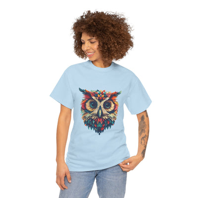 Vivid Owl Feather shirt, Owl Shirt, Graphic Tee