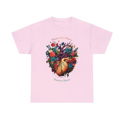 Floral Blooming Heart Shirt, Heart T-shirt, Floral Shirt,