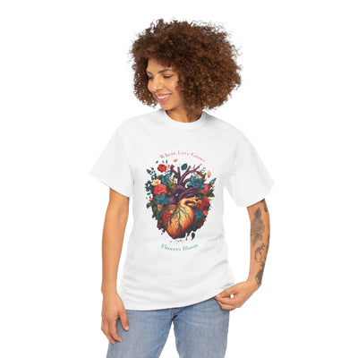 Floral Blooming Heart Shirt, Heart T-shirt, Floral Shirt,