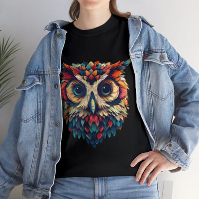 Vivid Owl Feather shirt, Owl Shirt, Graphic Tee