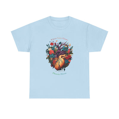 Floral Blooming Heart Shirt, Heart T-shirt, Floral Shirt,