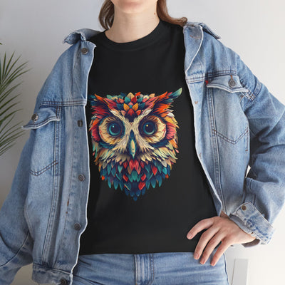 Vivid Owl Feather shirt, Owl Shirt, Graphic Tee