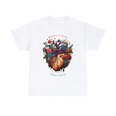 Floral Blooming Heart Shirt, Heart T-shirt, Floral Shirt,