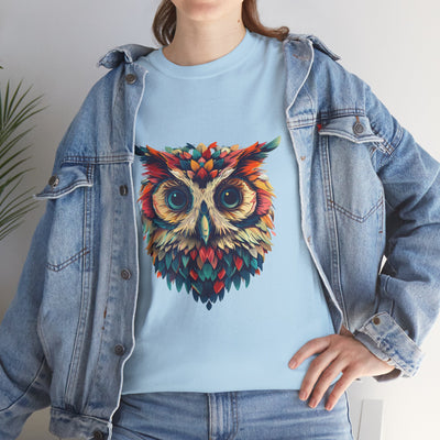 Vivid Owl Feather shirt, Owl Shirt, Graphic Tee