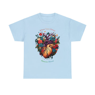 Floral Blooming Heart Shirt, Heart T-shirt, Floral Shirt,