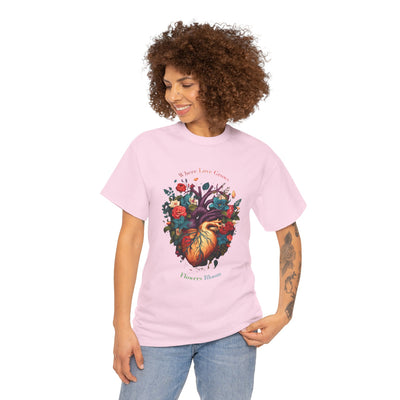 Floral Blooming Heart Shirt, Heart T-shirt, Floral Shirt,