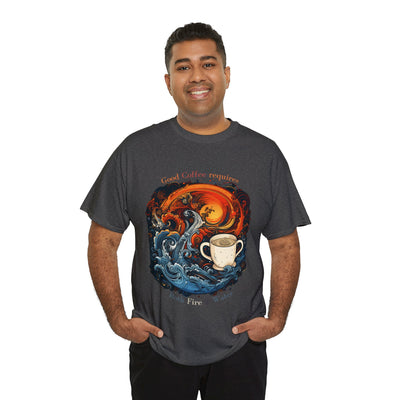 Fire and Water T-shirt, Coffee shirt, Elements shirt, Graphic Tee