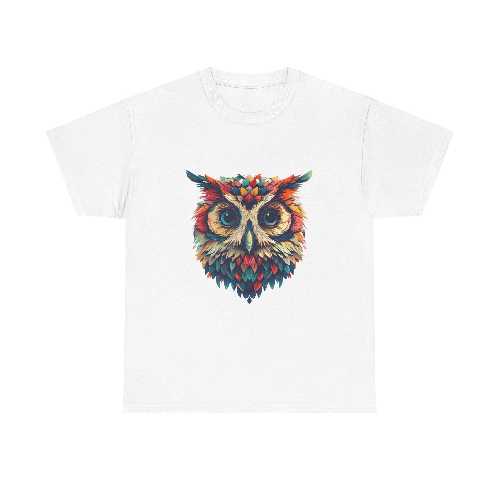 Vivid Owl Feather shirt, Owl Shirt, Graphic Tee